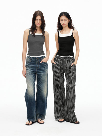AFTADAWN Three Color Colorblock Layered Two Piece Women&
