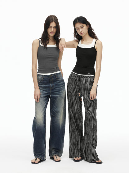 AFTADAWN Three Color Colorblock Layered Two Piece Women&
