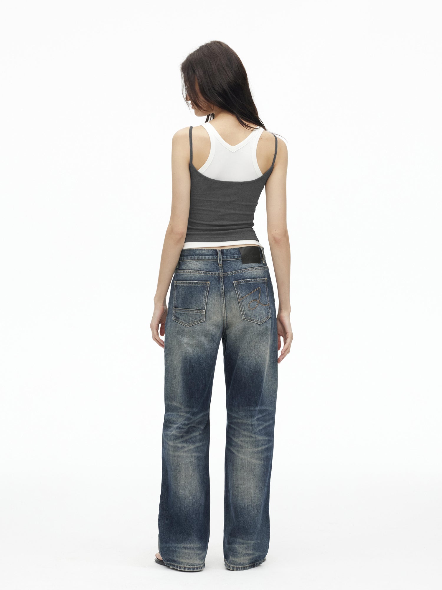 AFTADAWN Three Tone Combed Cotton Contrast Layered Slim Fit Cami Top