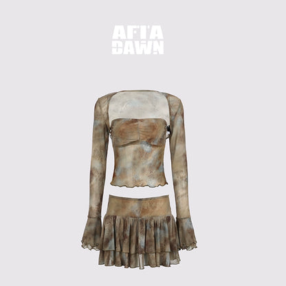 AFTADAWN_Tie_Dye_Sheer_Mesh_Top_Flounced_Hem_Skirt_Set_MISSTT