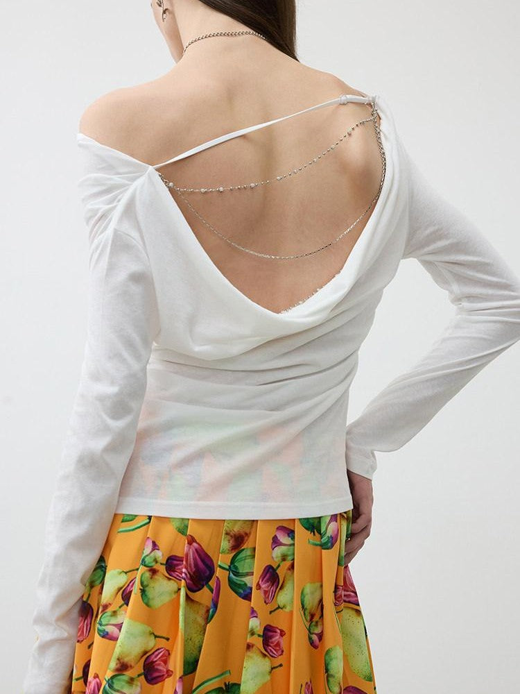 AFTADAWN Tropical Orange Printed Pleated A Line High Waist Women&