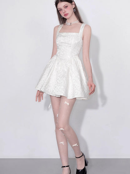 AFTADAWN Tulip Encounter Jacquard Slip Dress V-neck