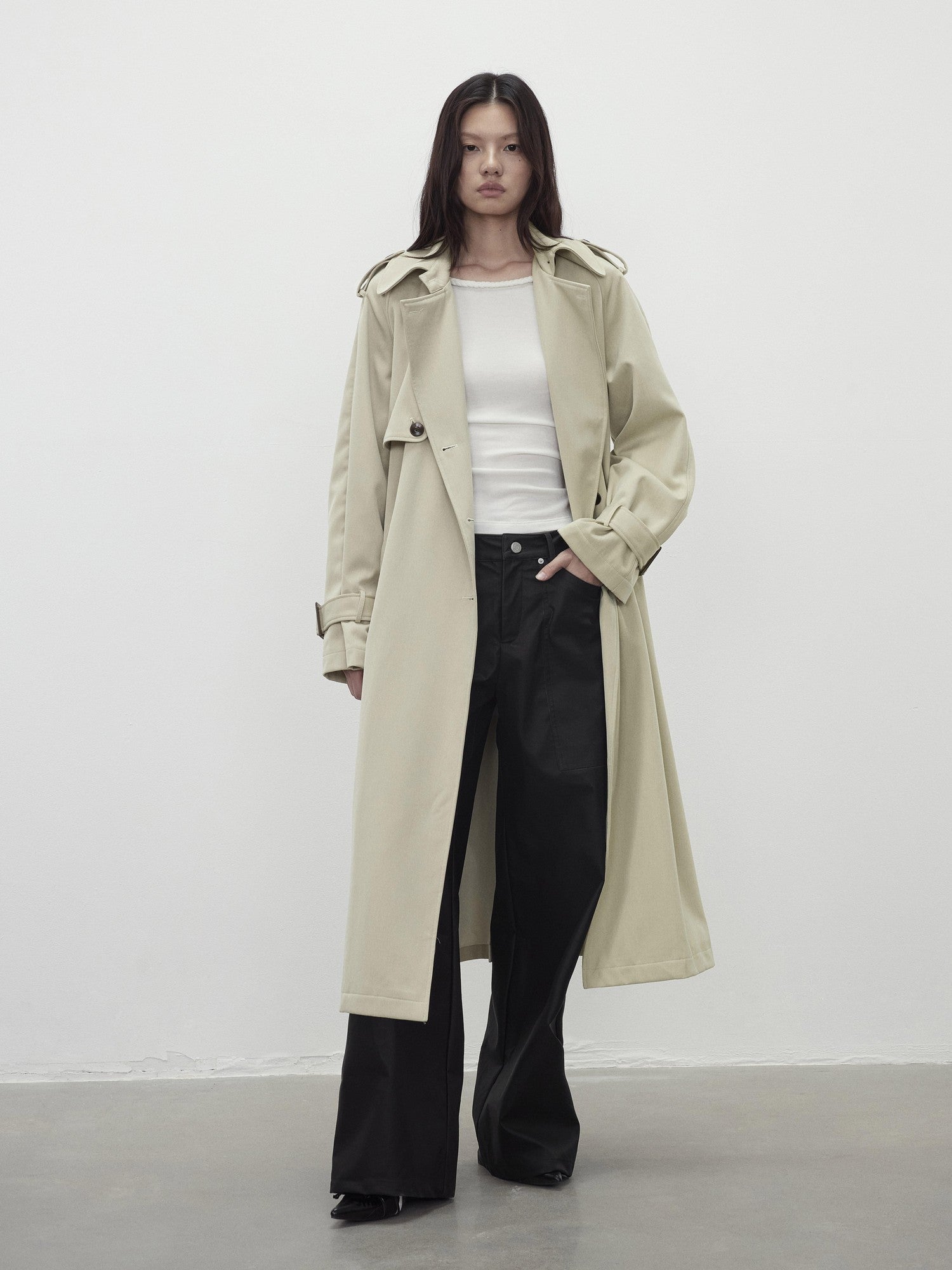 AFTADAWN Twill Texture Pocketed Zipper Relaxed Women&