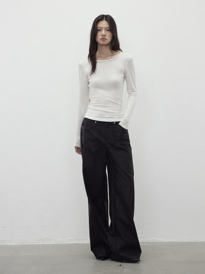 AFTADAWN Twill Texture Pocketed Zipper Relaxed Women&