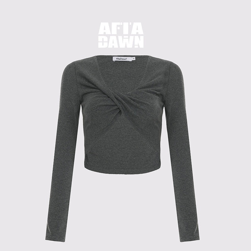 AFTADAWN_Twist_Knot_Cross_V-neck_Asymmetric_Women&
