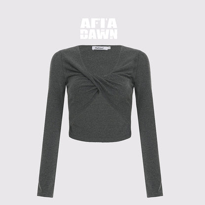 AFTADAWN_Twist_Knot_Cross_V-neck_Asymmetric_Women&