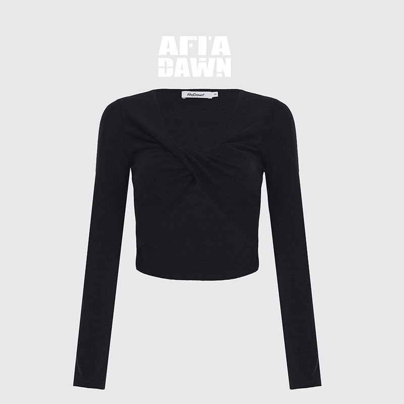 AFTADAWN_Twist_Knot_Cross_V-neck_Asymmetric_Women&