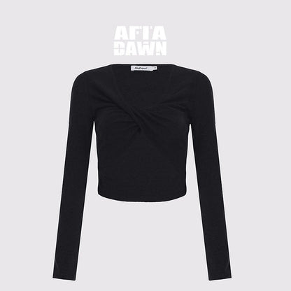 AFTADAWN_Twist_Knot_Cross_V-neck_Asymmetric_Women&