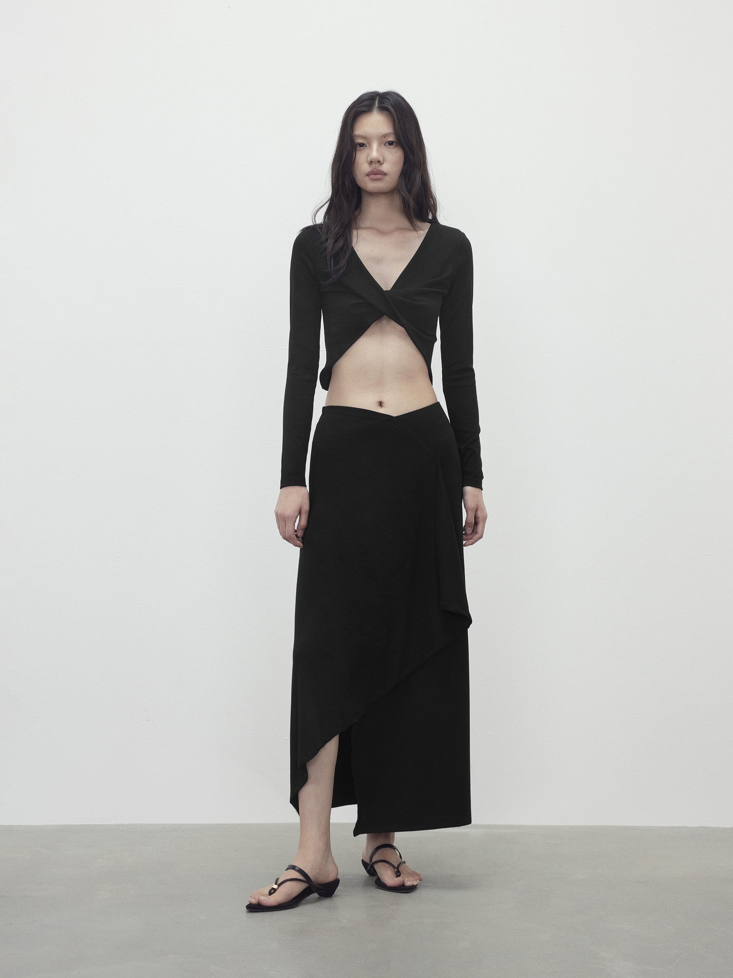 AFTADAWN Twist Knot Cross V-neck Asymmetric Women&
