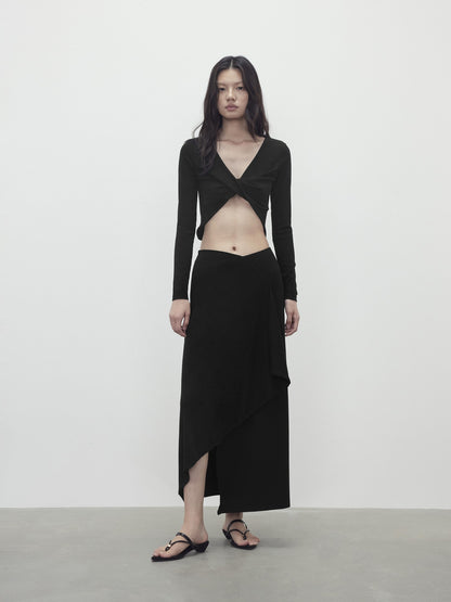 AFTADAWN Twist Knot Cross V-neck Asymmetric Women&