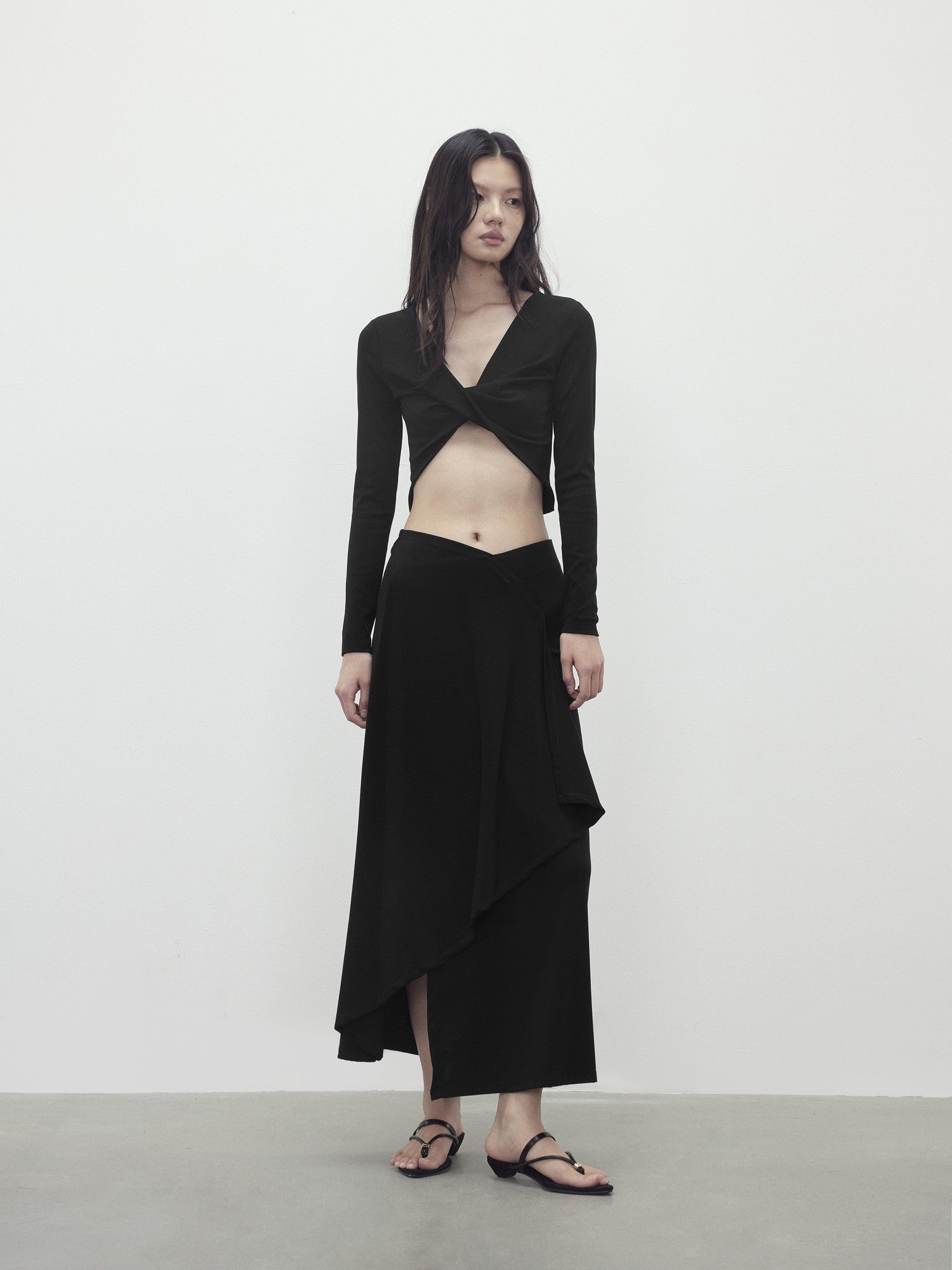 AFTADAWN Twist Knot Cross V-neck Asymmetric Women&