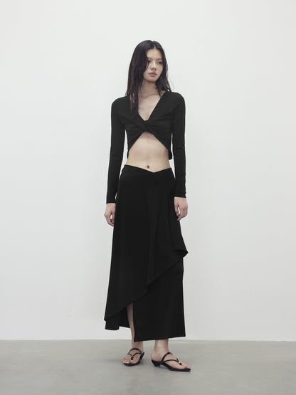 AFTADAWN Twist Knot Cross V-neck Asymmetric Women&