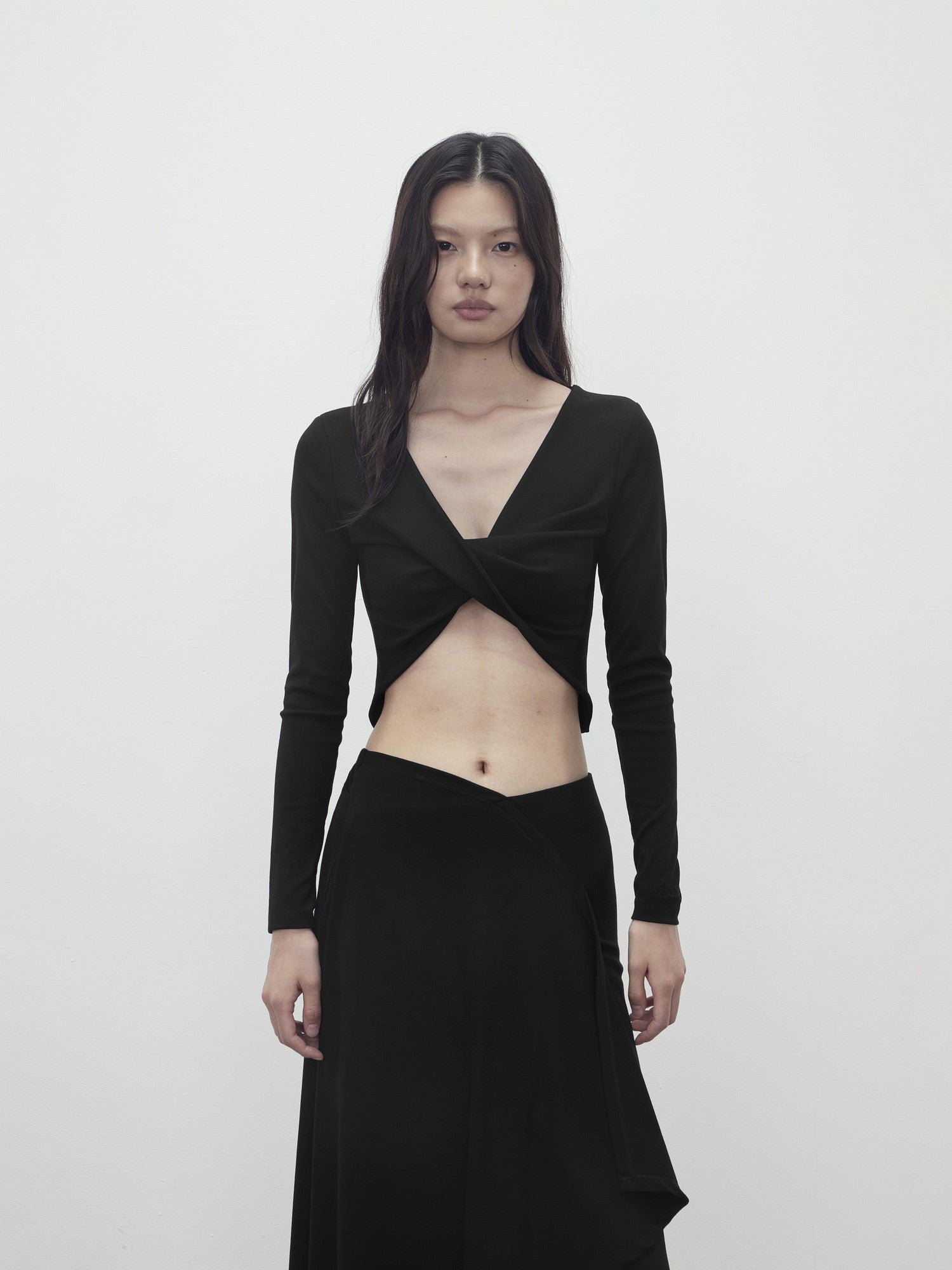 AFTADAWN Twist Knot Cross V-neck Asymmetric Women&