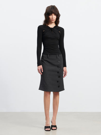 AFTADAWN Twist Knot Pleated Cutout Slim Fit Women&