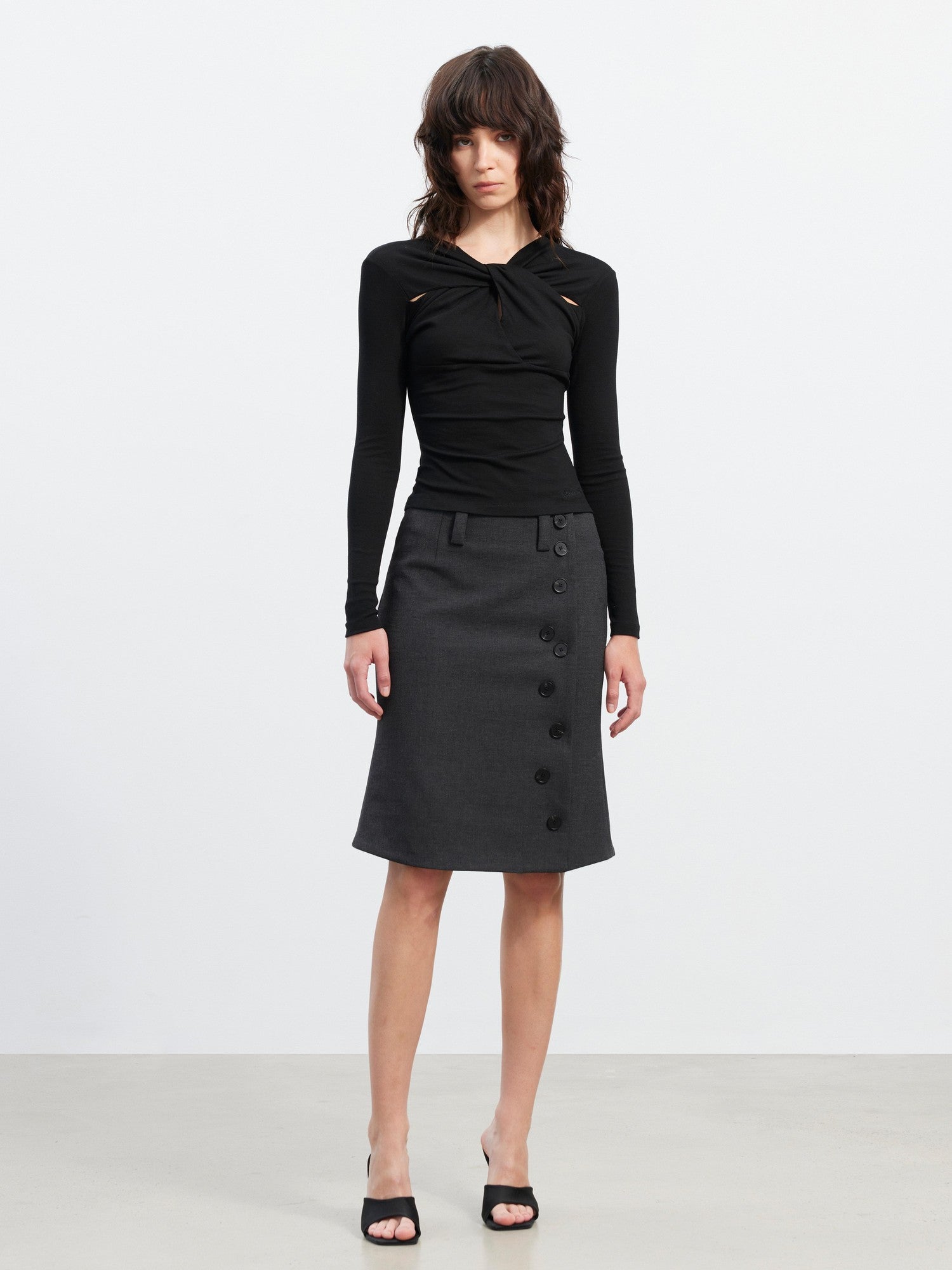AFTADAWN Twist Knot Pleated Cutout Slim Fit Women&