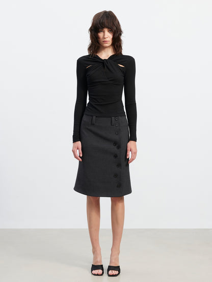 AFTADAWN Twist Knot Pleated Cutout Slim Fit Women&