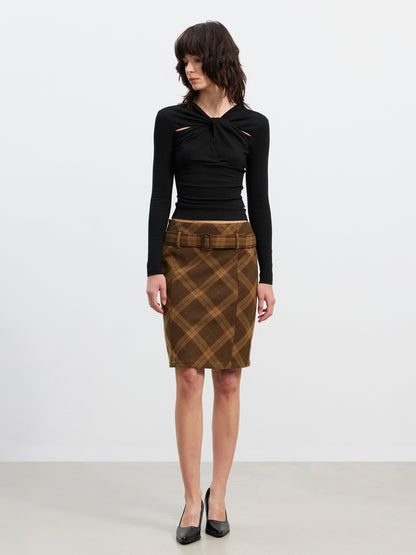 AFTADAWN Twist Knot Pleated Cutout Slim Fit Women&