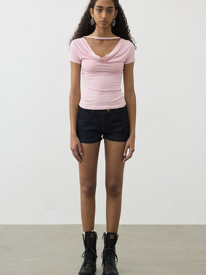 AFTADAWN Two In One Modal Tencel Layered Neck Slim Tee