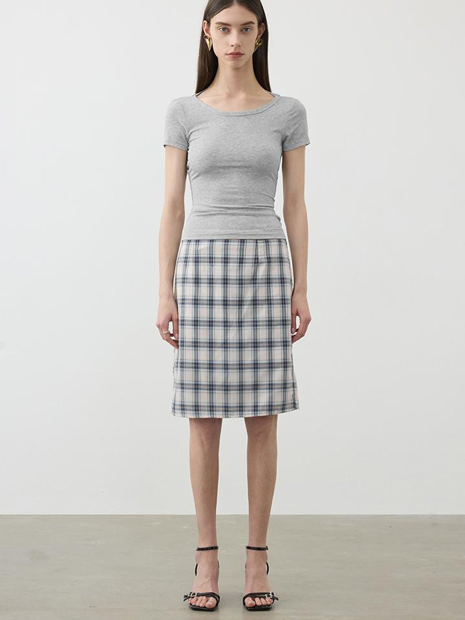 AFTADAWN Two In One Modal Tencel Layered Neck Slim Tee