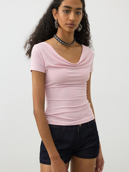 AFTADAWN Two In One Modal Tencel Layered Neck Slim Tee