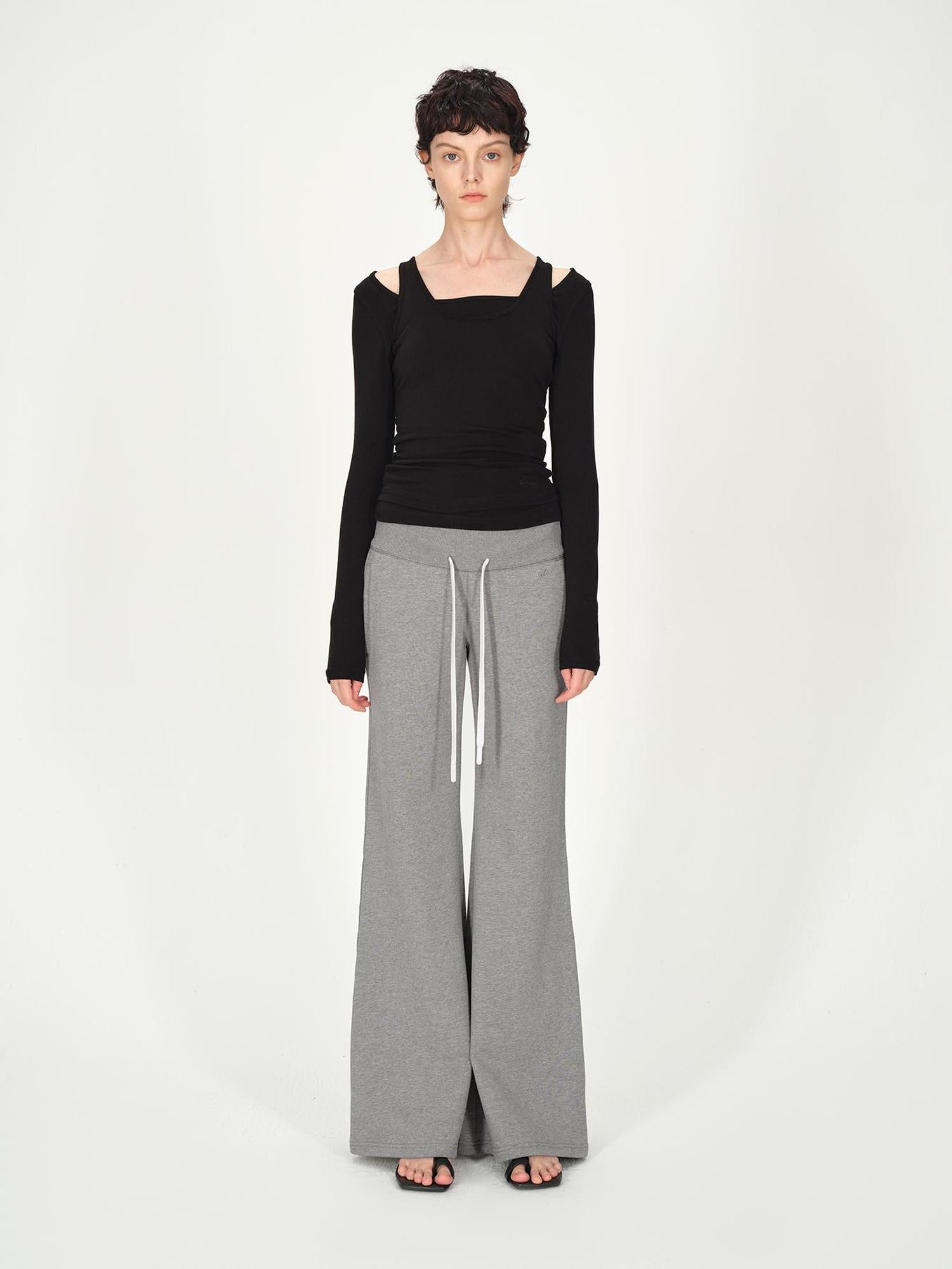 AFTADAWN Two Piece Layered Sleeveless Vest Long Sleeve Top