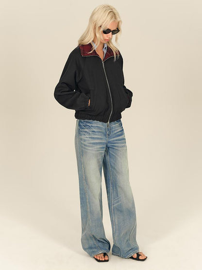 AFTADAWN Two Sided Red Plaid Oversized Reversible Jacket
