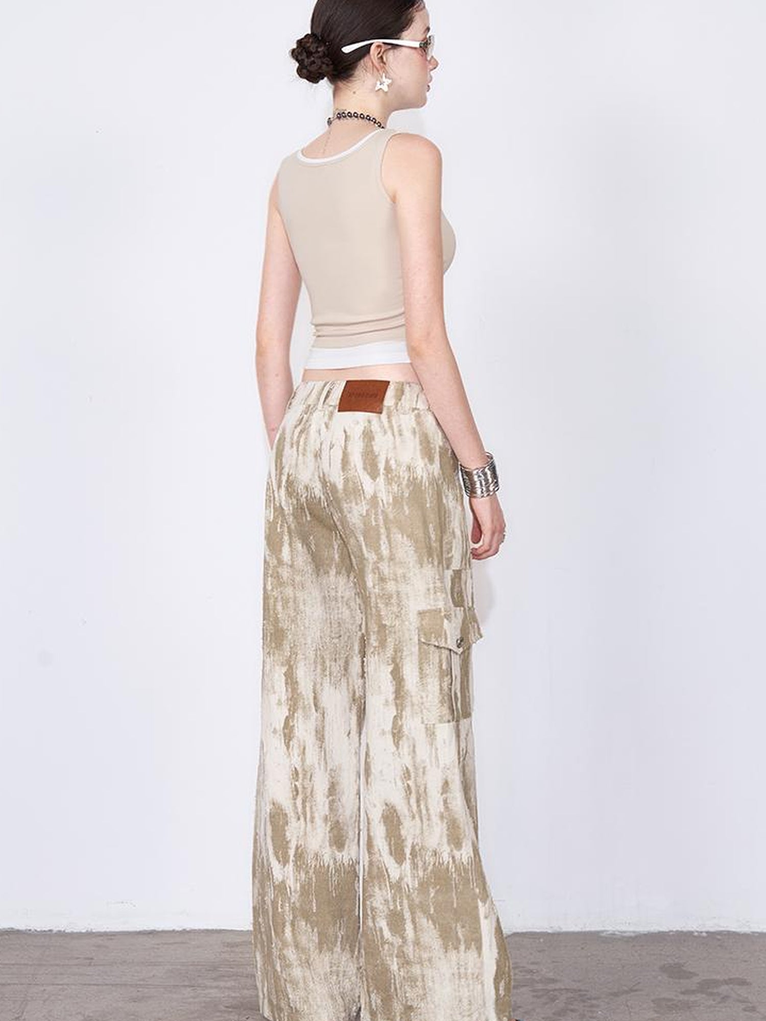 AFTADAWN Two Tone Layered Tank Top &amp; Distressed Cargo Pants Set