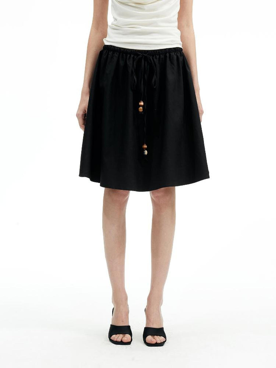 Two Way Beaded Halter Top with Drawstring and Elastic A Line Skirt