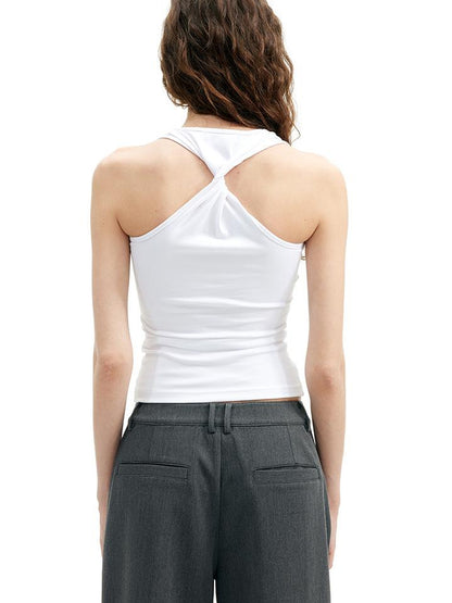 AFTADAWN U Back Twist Knot Tank Top