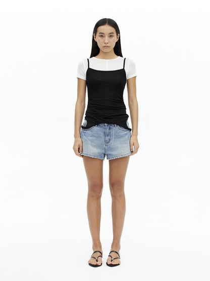 AFTADAWN U Neck Merino Wool Layering Sleeveless Top With Built In Camisole