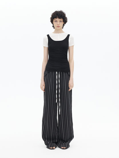 AFTADAWN U Neck Merino Wool Layering Sleeveless Top With Built In Camisole