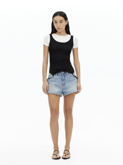AFTADAWN U Neck Merino Wool Layering Sleeveless Top With Built In Camisole