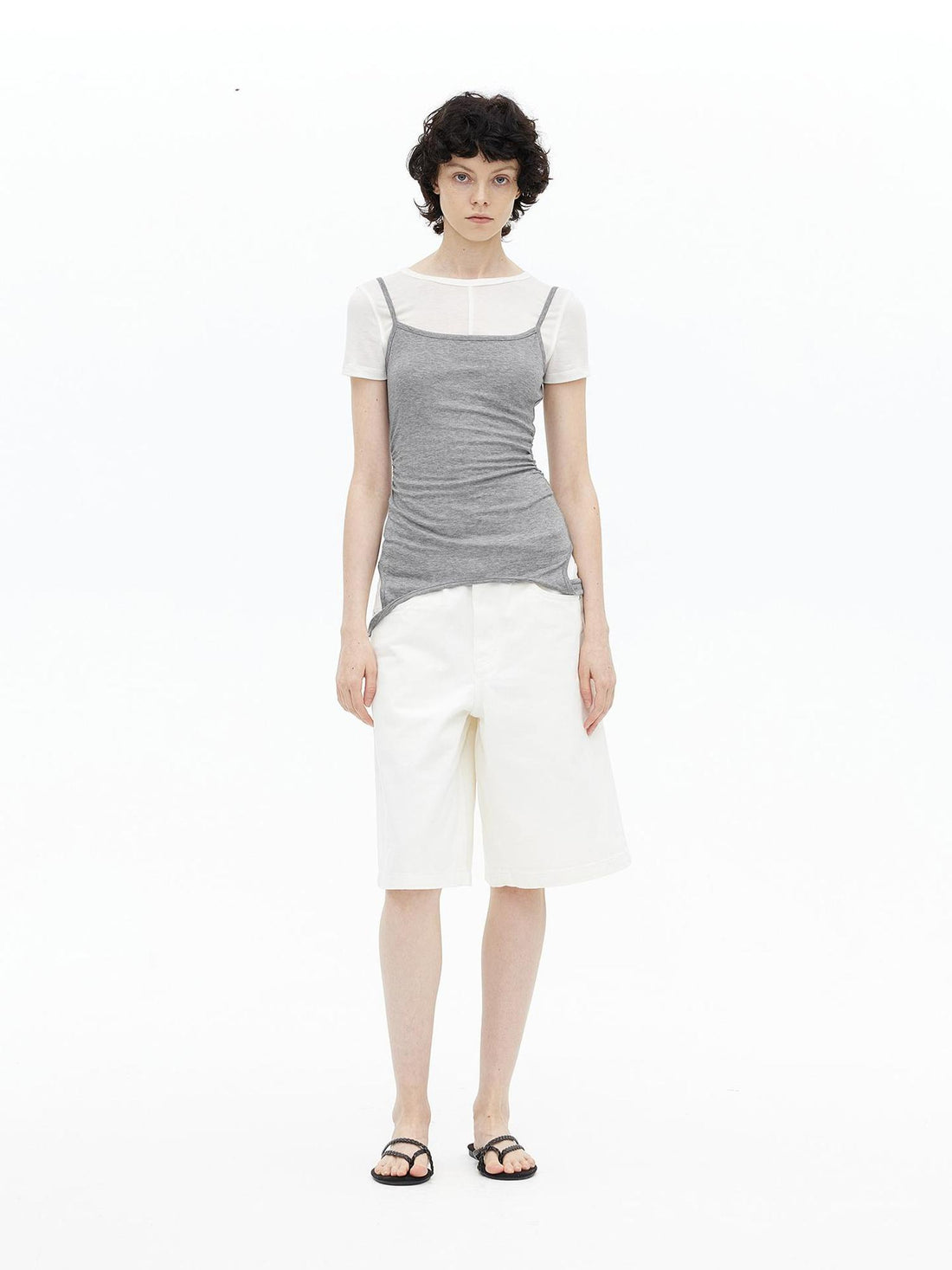 AFTADAWN U Neck Merino Wool Layering Sleeveless Top With Built In Camisole