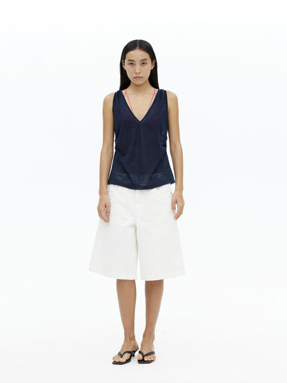 AFTADAWN V-Neck Camisole With Contrast Spaghetti Strap And Built-In Padding