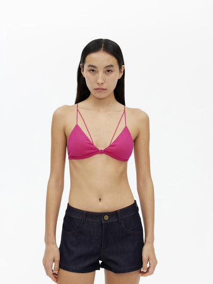 AFTADAWN V-Neck Camisole With Contrast Spaghetti Strap And Built-In Padding