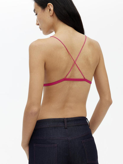 AFTADAWN V-Neck Camisole With Contrast Spaghetti Strap And Built-In Padding