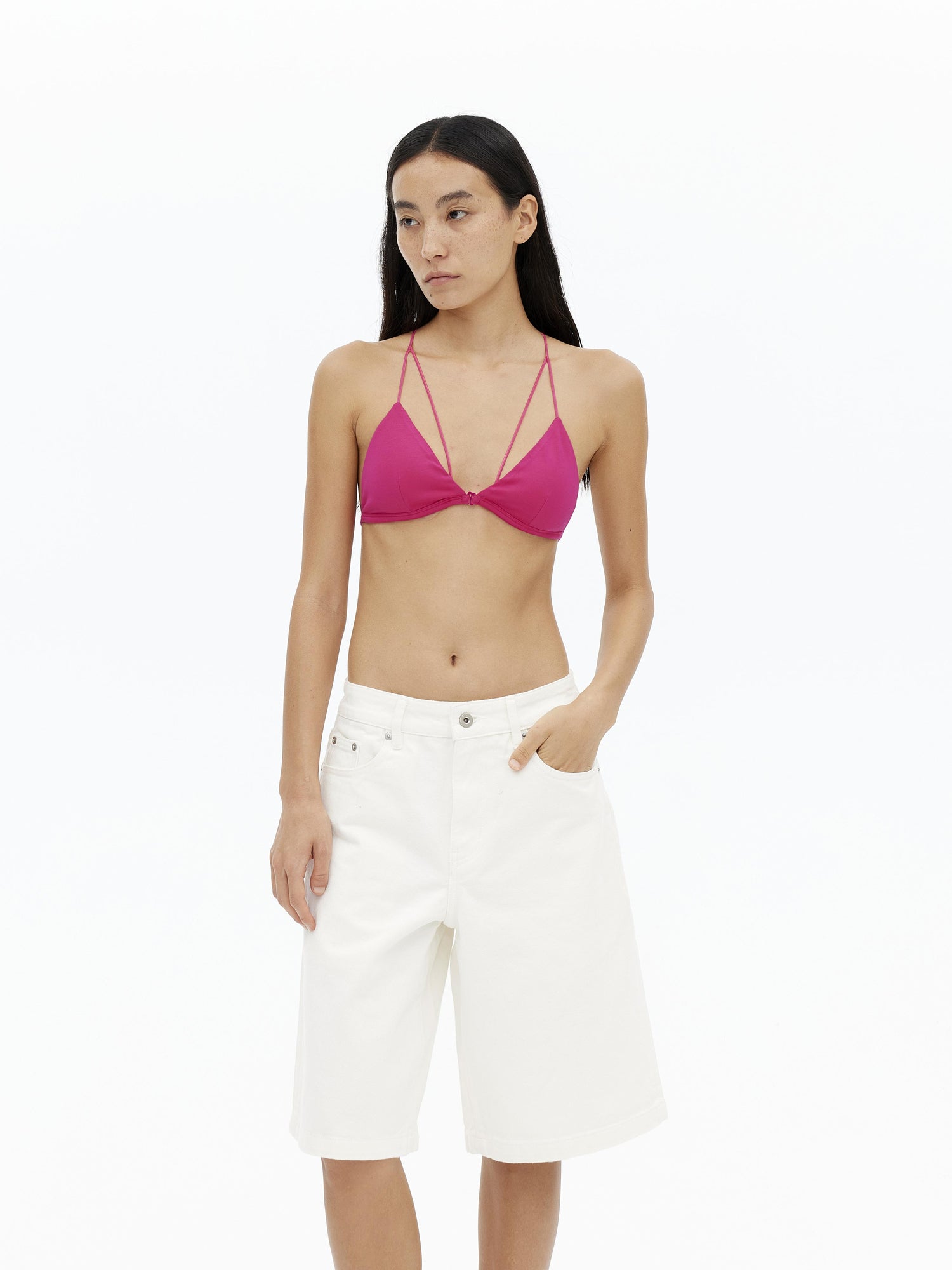 AFTADAWN V-Neck Camisole With Contrast Spaghetti Strap And Built-In Padding