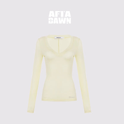 AFTADAWN_V-Neck_Pleated_Waist_Tencel_Wool_Top_MISSTT