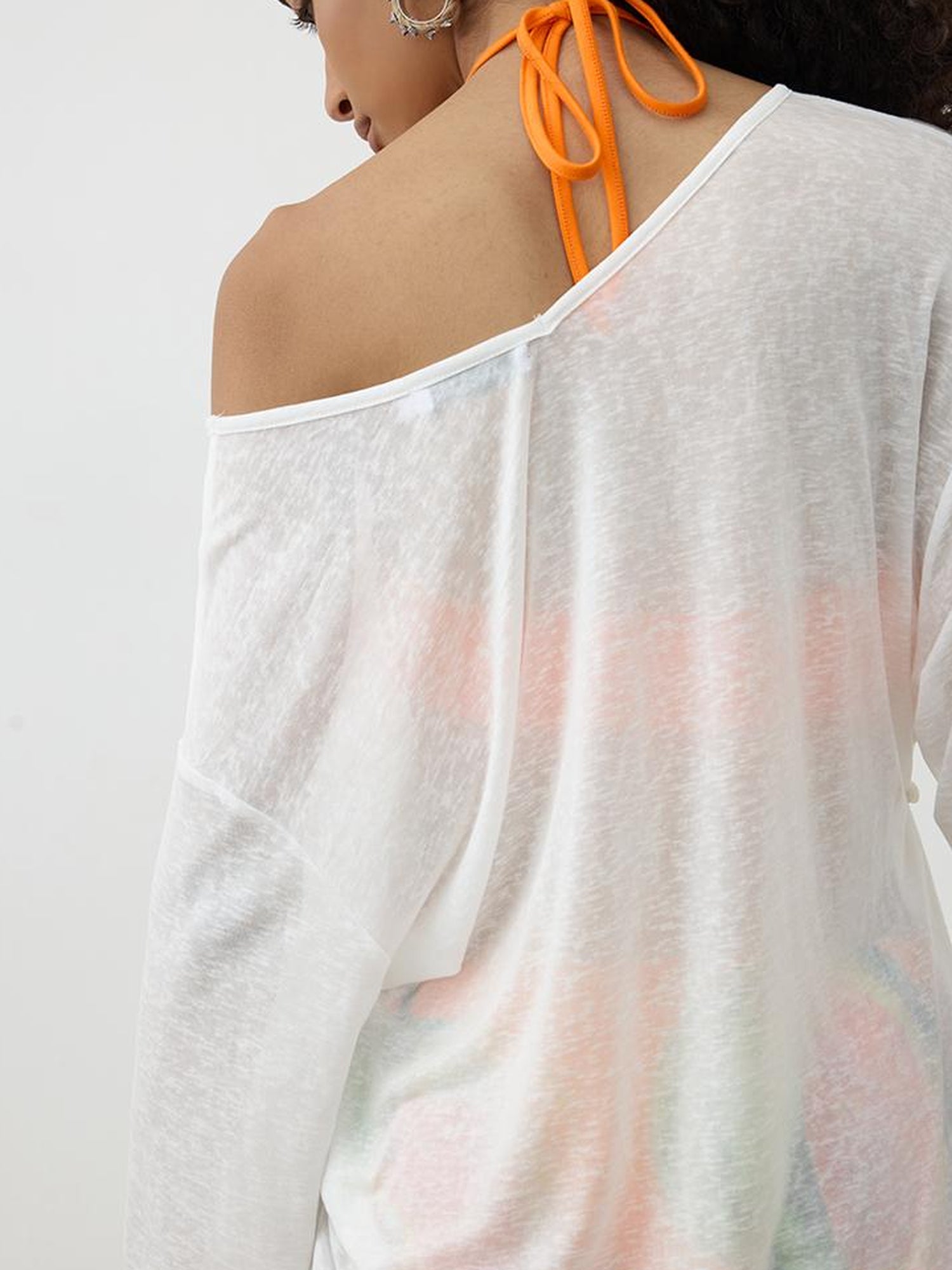 AFTADAWN V-Neck Snowflake Textured Sun Protection Tunic Top