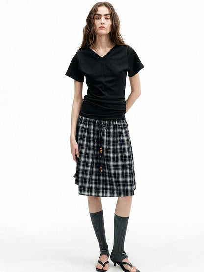 AFTADAWN V-neck Reversible Ruched Waist Tricolor Women&