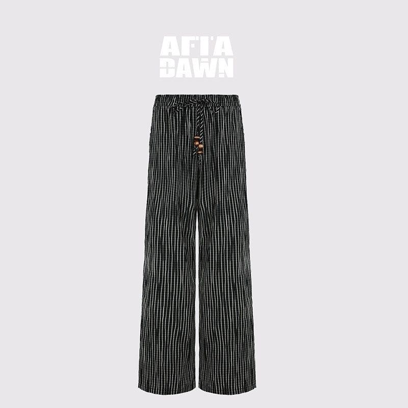AFTADAWN_Vertical_Check_Textured_Beaded_Drawstring_Women&