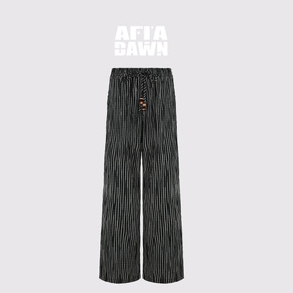 AFTADAWN_Vertical_Check_Textured_Beaded_Drawstring_Women&