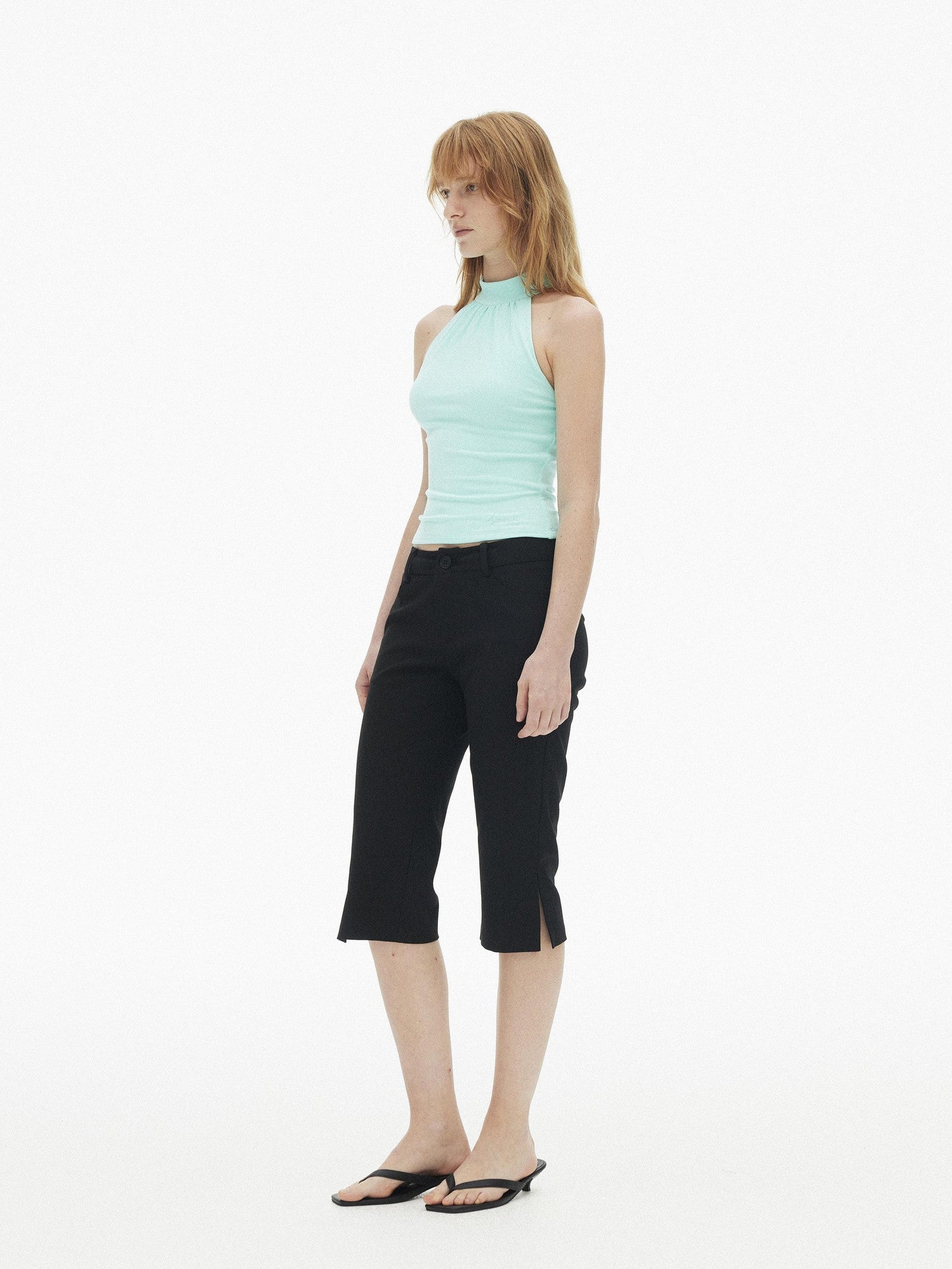 AFTADAWN Vertical Cutout Open Back Stand Collar Women&