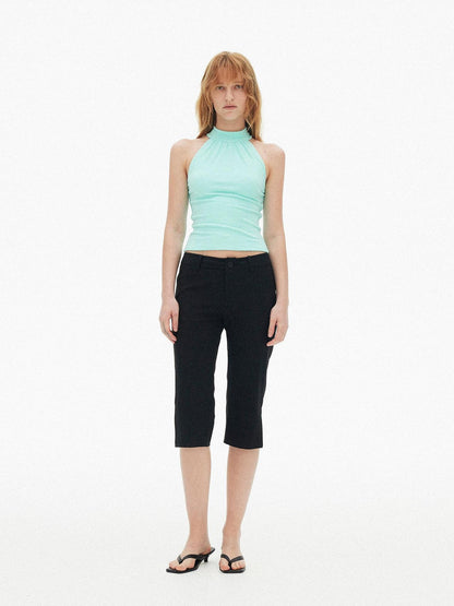 AFTADAWN Vertical Cutout Open Back Stand Collar Women&