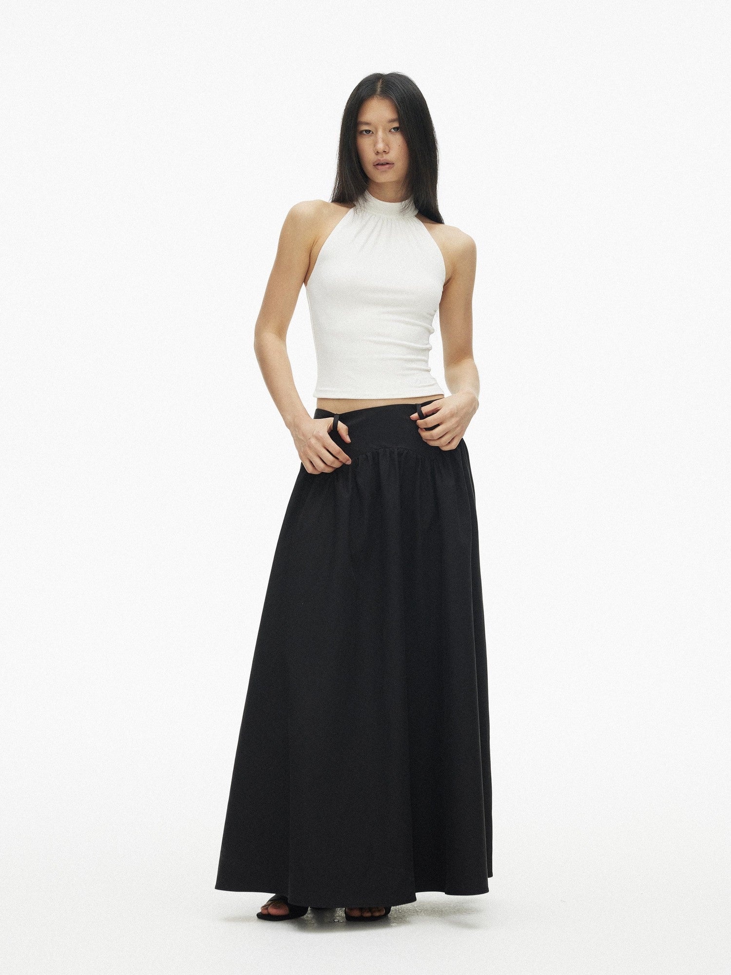 AFTADAWN Vertical Cutout Open Back Stand Collar Women&