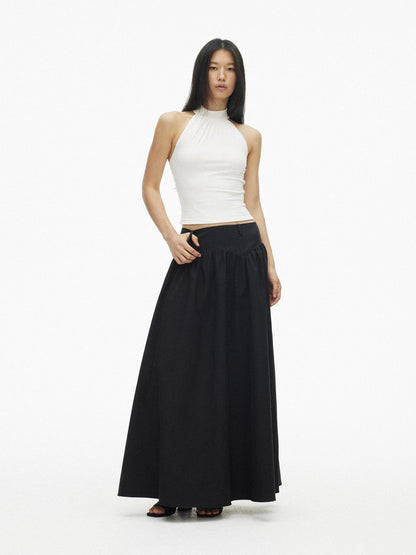 AFTADAWN Vertical Cutout Open Back Stand Collar Women&