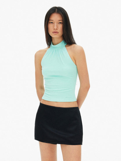 AFTADAWN Vertical Cutout Open Back Stand Collar Women&