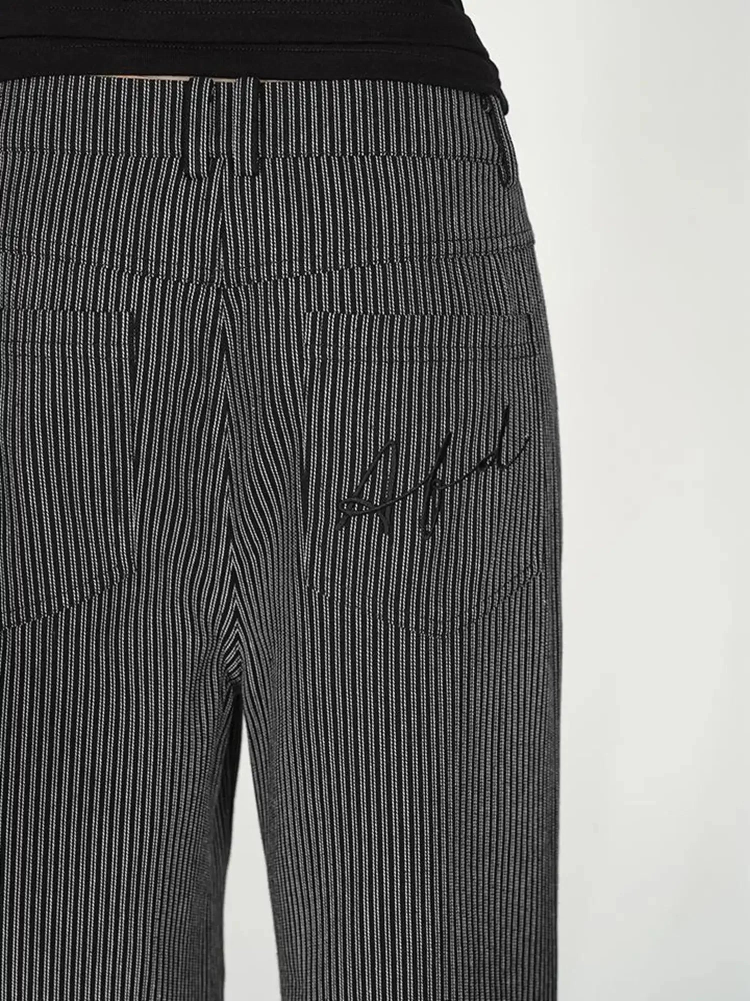 Vertical Stripe Cotton Wide Leg Trousers