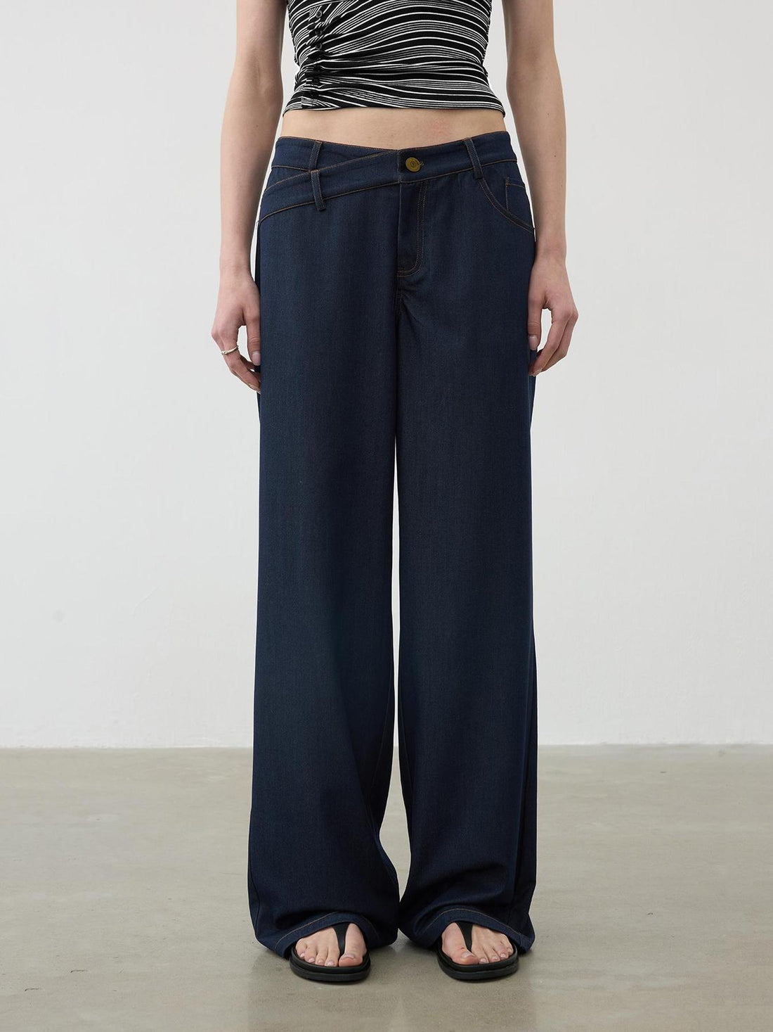 Vintage Blue Embroidered Flared Trousers