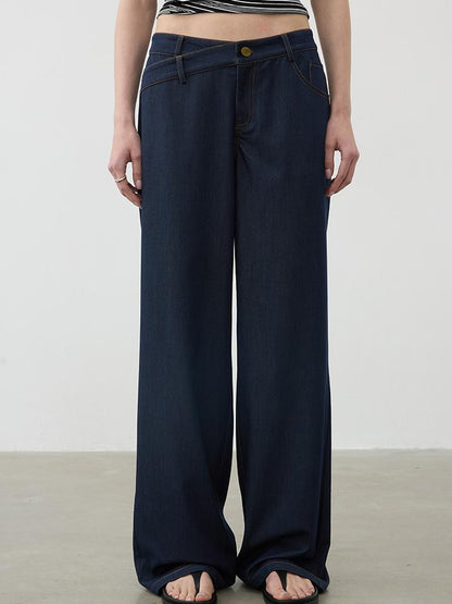 Vintage Blue Embroidered Flared Trousers